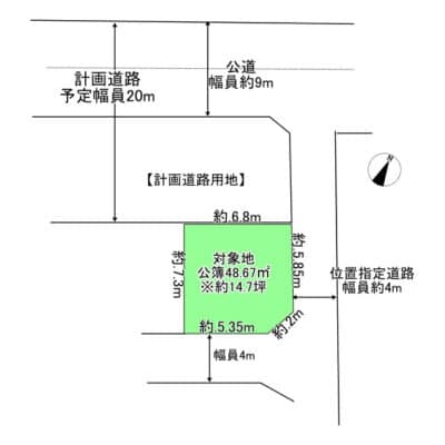 所沢市久米　売地｜三方路にて通風良好な住宅用地｜スーパーまで50m徒歩約1分で生活至便
